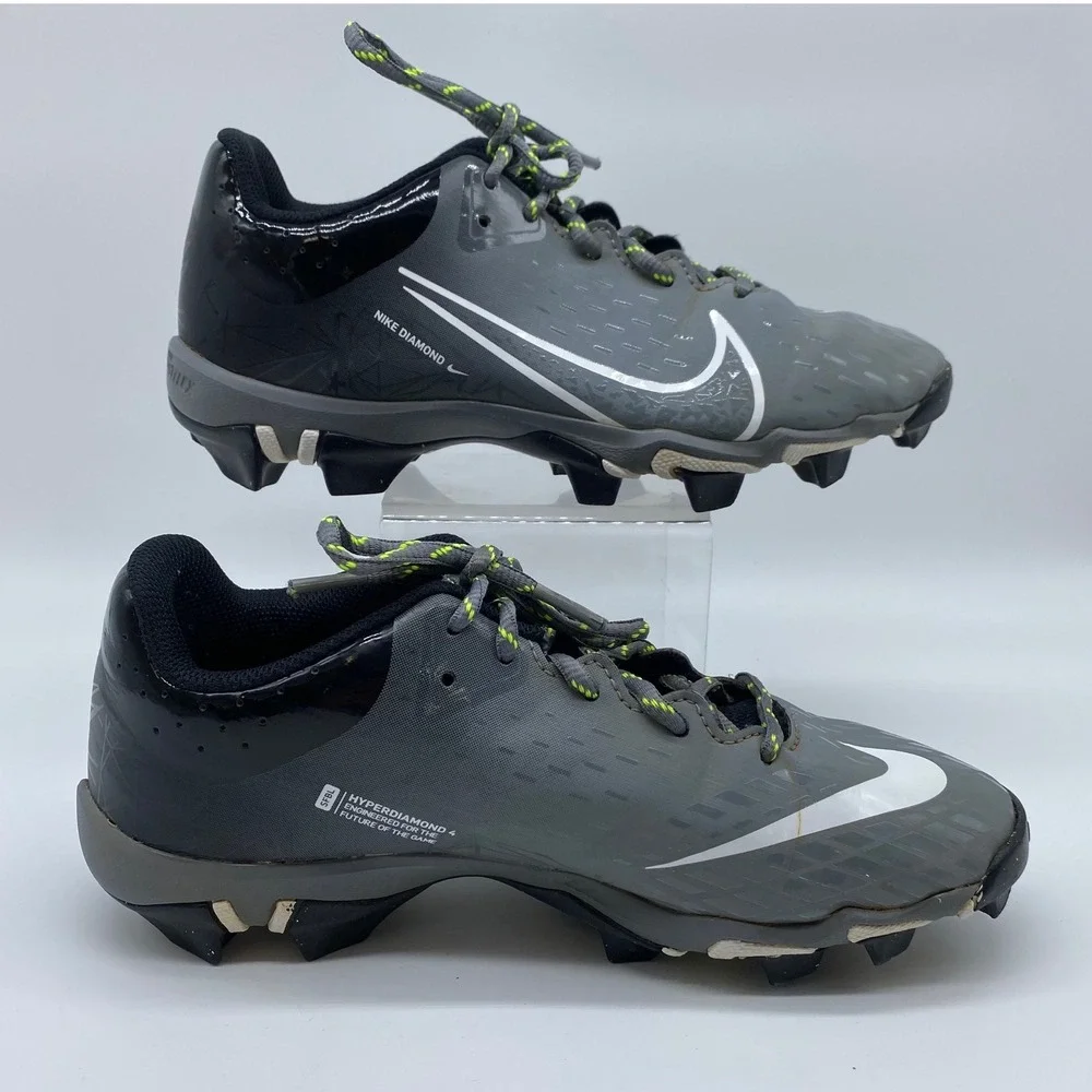 Nike Hyperdiamond 4 Keystone Kids 5Y Grey Black Baseball Softball Cleats CZ5919